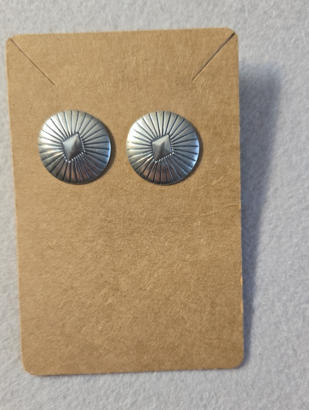 Sterling Silver Concho Round Stud Earrings